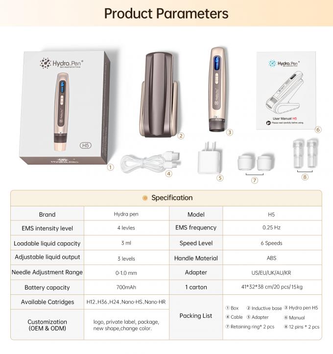 MTS Hydra Pen H5 Microneedle Derma Pen Populair anti-aging huidverzorgingsapparaat Gezicht Huidverjonging Whitening Collagen Therapie 5